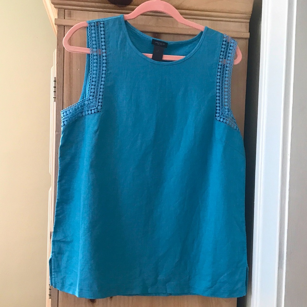 Ann Taylor Factory Linen Sleeveless Blouse Size Medium